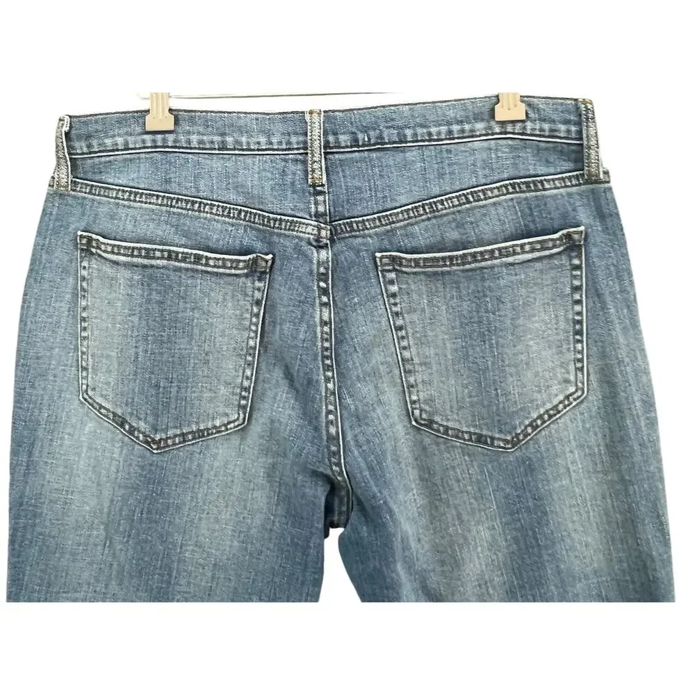 Gap‎ Best Girlfriend Ankle Jeans Womens 31 Indigo Blue Denim Gold Tuxedo Stripe